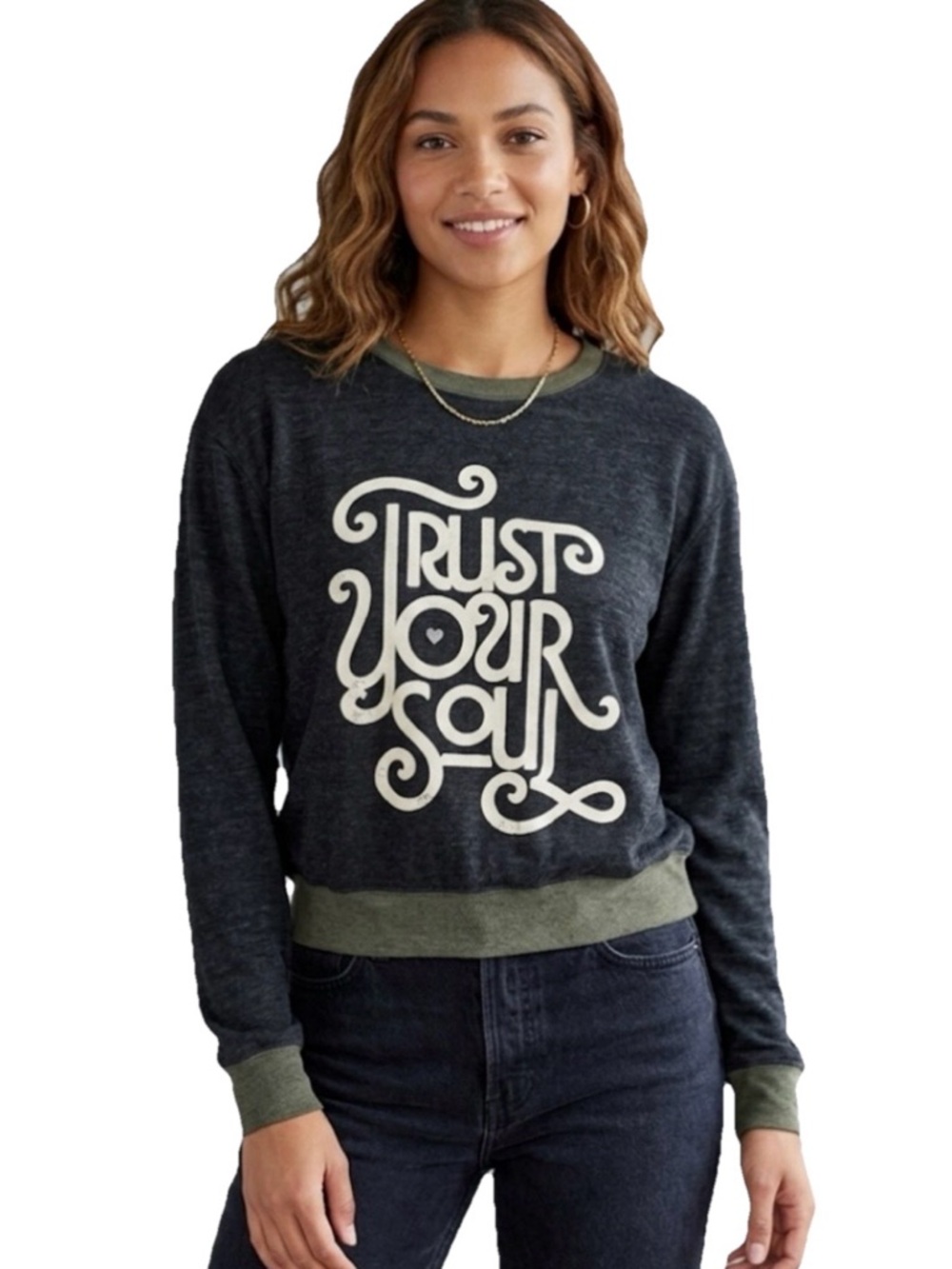 Spiritual Gangster Trust Your Soul Charcoal Grey Women’s Sweatshirt Size Medium